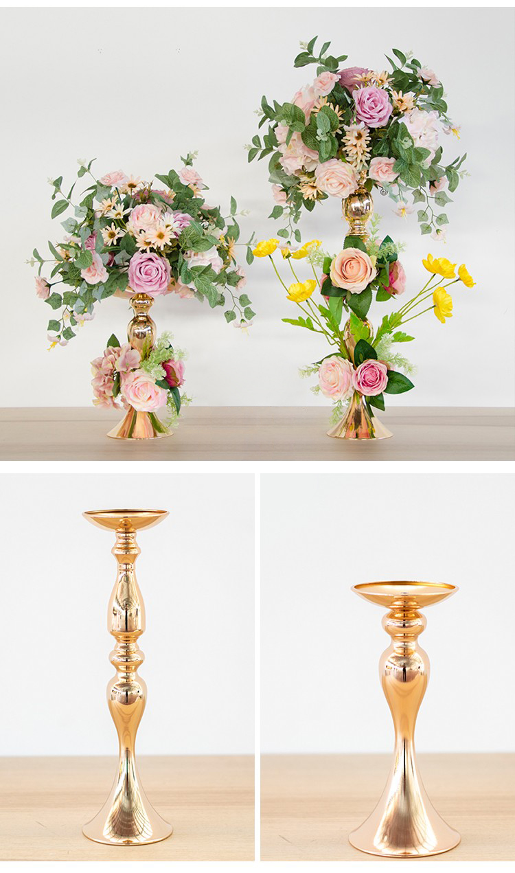  Vase en métal pour décoration de scène de mariage 