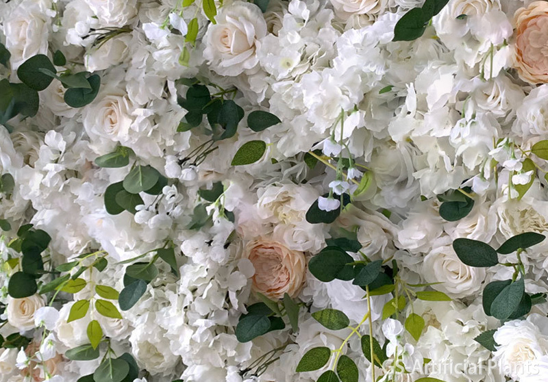  Artificial Silk White rose flower wall 