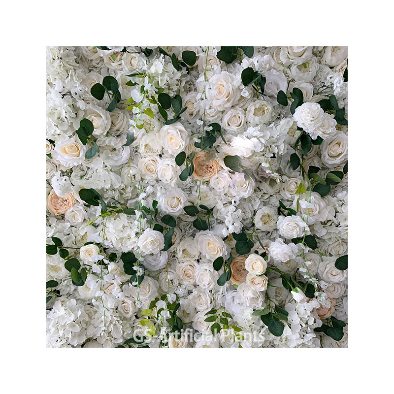  Τεχνητό μεταξωτό λευκό τριαντάφυλλο τοίχος λουλουδιών 