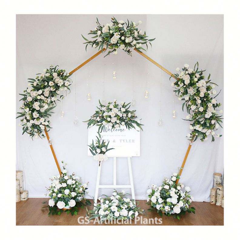 Lengkungan werni kembang buatan kanggo susunan dekorasi pesta bal pelari kembang putih