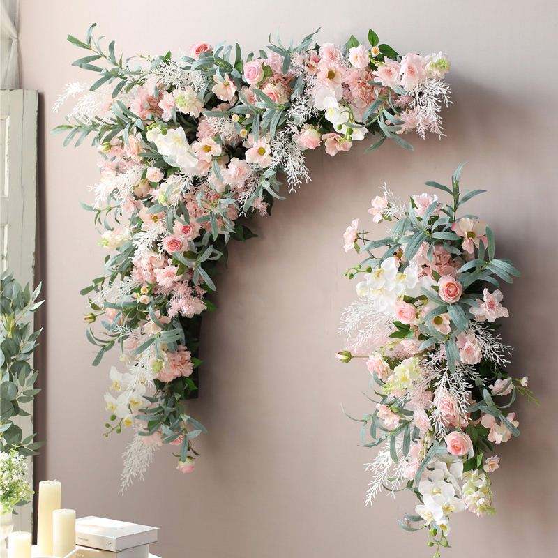 ທຽມ Wedding backdrop road lead Floral Artificial moon gate decor rose Flowers Runner ball Row centerpiece arch flower for wedding