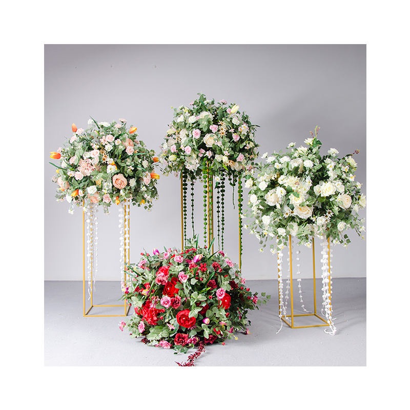 Yeni düğün centerpiece yeşillik çiçek top yapay wisteria çiçek top ile gül
