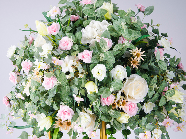  Nouveau centre de table de mariage rose avec boule de fleurs de verdure boule de fleurs de glycine artificielle 