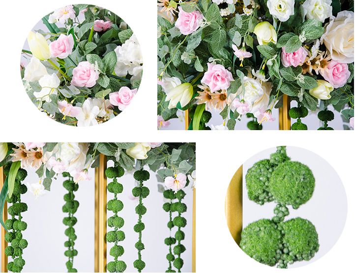  Нова сватбена централна роза със зелена цветна топка изкуствена цветна глициния 