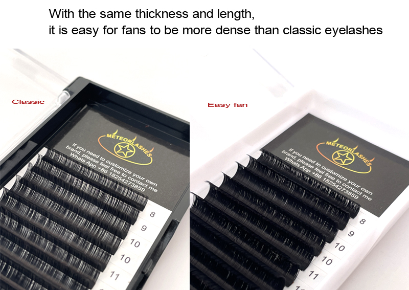 The difference between classic eyelash extension and easy fan eyelashs