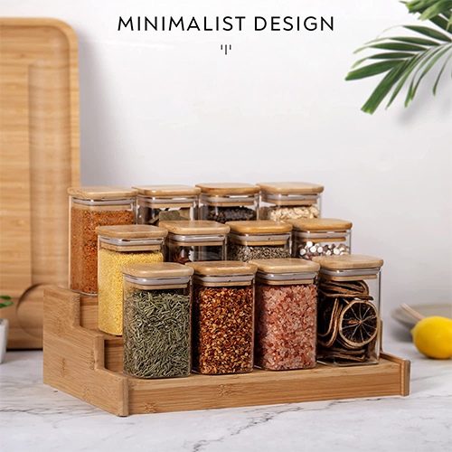 Buy Wholesale China High Quality 12 Natural Bamboo Spice Jars 8.5