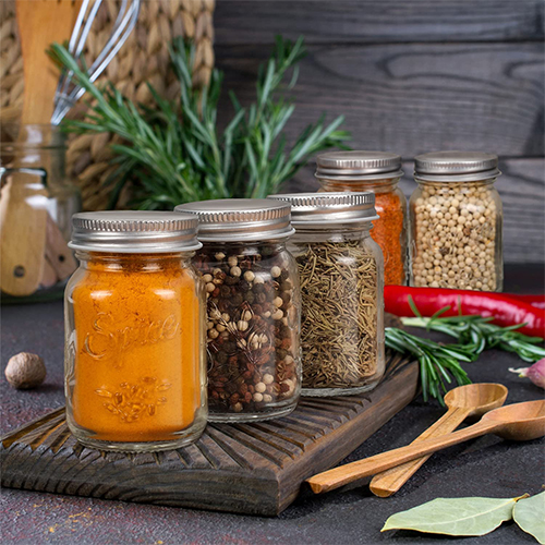Glass Spice Jars with Stainless Steel Lids