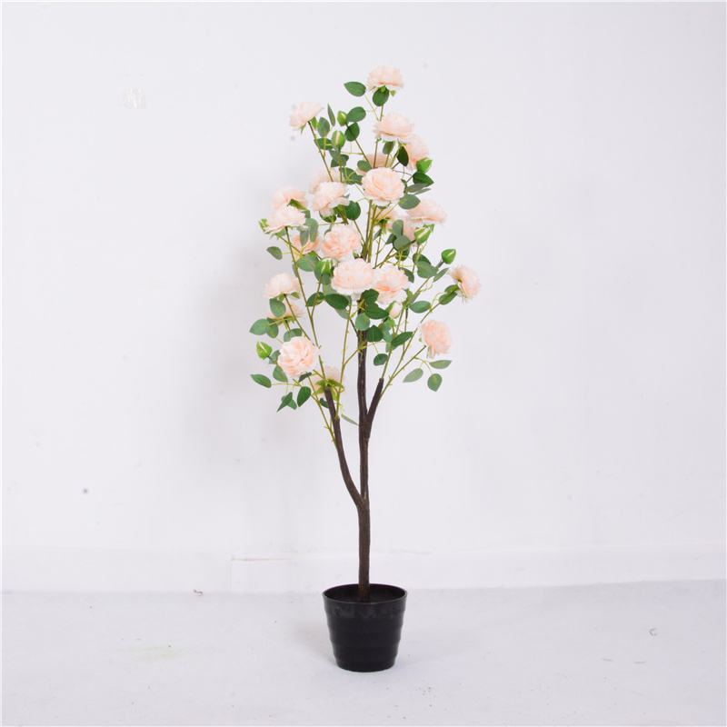 Liten engros Real Touch Faux Peony Bonsai Silke Art Blomster Rosa kunstig bukett pottet fra Kina Home Decoration