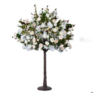 5 фута изкуствен божур, смесен с цветя от черешов цвят Вътрешни изкуствени цветя Дърво Декор Сватба