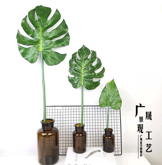  Kunstige Monstera-blade Faux Turtle Leaf Tropical Large til boligdekorationer 