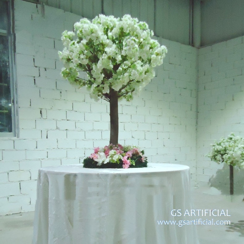  3 fod lille kunstigt hvidt kirsebærtræ til bryllupsbord midtpunkt 