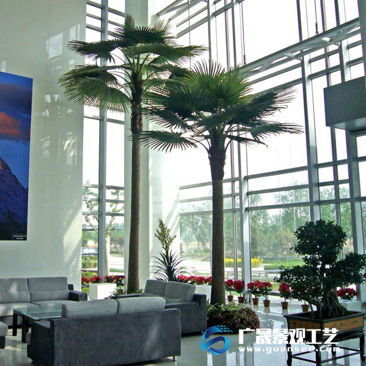 Artificial palm tree fake fan tree fiberglass hall lobby decorations
