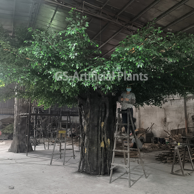 बरगद का पेड़ सिमुलेशन इंडोर होटल रेस्तरां अग्निरोधी लैंडस्केप कृत्रिम बड़ा पेड़ चाहने वाला पेड़