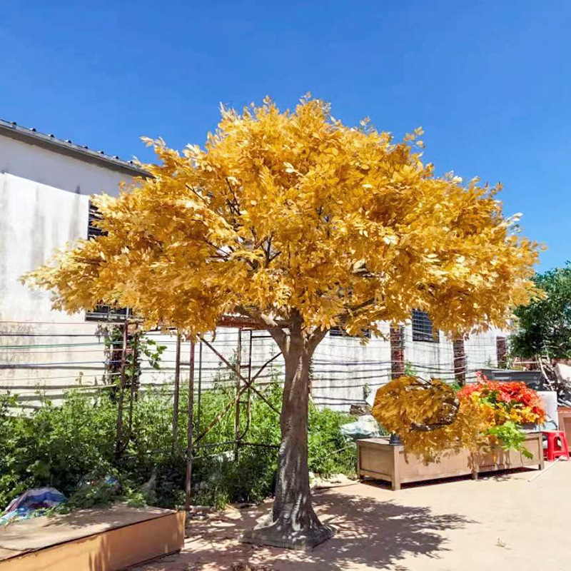 Large Simulated Golden Banyan Tree for Shopping Mall Hotel New Year Holiday Artificial Wishing Tree