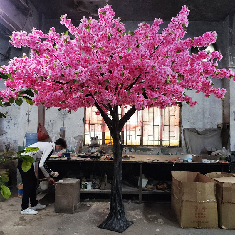  Sakura Tree Simulation Indoor Hotel Wedding Artificial Fiberglass Trunk Cherry Blossom Tree Landscape Design 