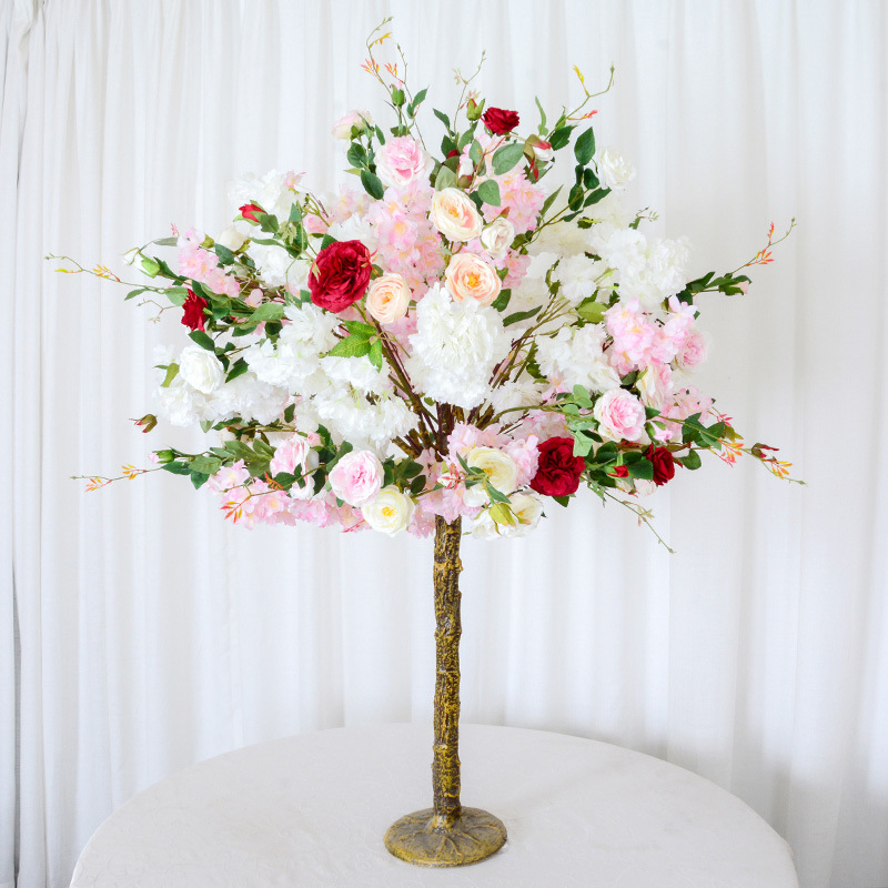 Simulated 1.2 meter plastic cherry tree indoor shopping mall wedding table decoration artificial rose tree