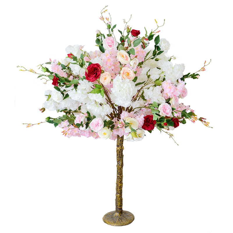 Simulated 1.2 meter plastic cherry tree indoor shopping mall wedding table decoration artificial rose tree