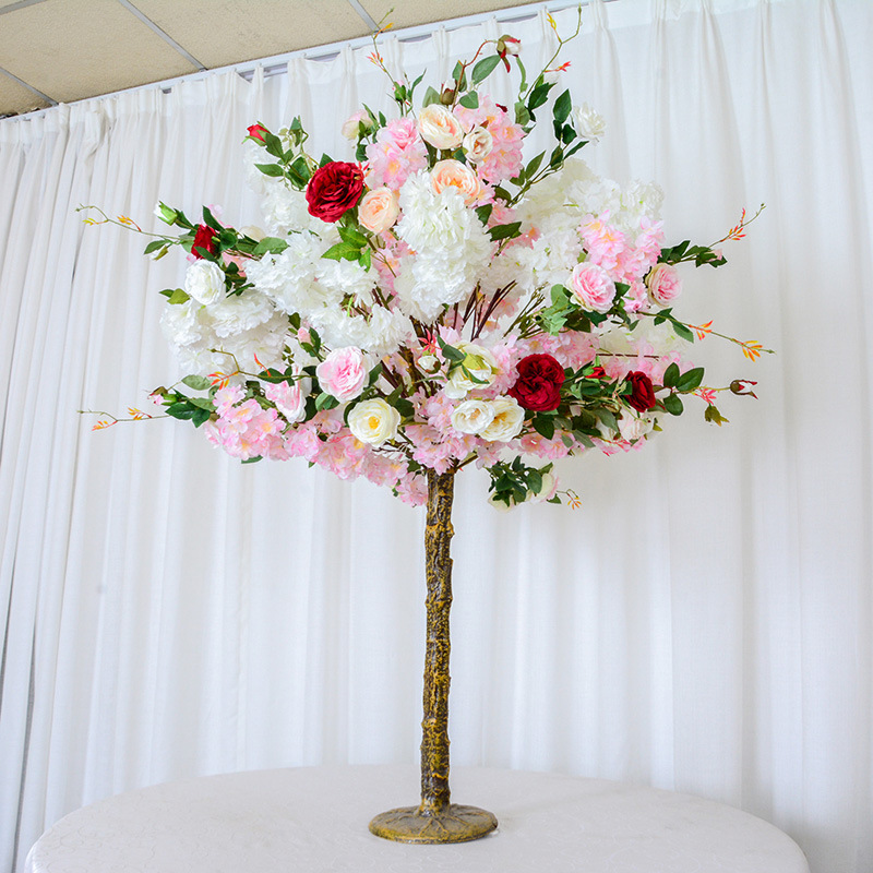 सिमुलेटेड 1.2 मिटर प्लास्टिक चेरी रूख इनडोर शपिंग मल विवाह तालिका सजावट कृत्रिम गुलाब रूख
