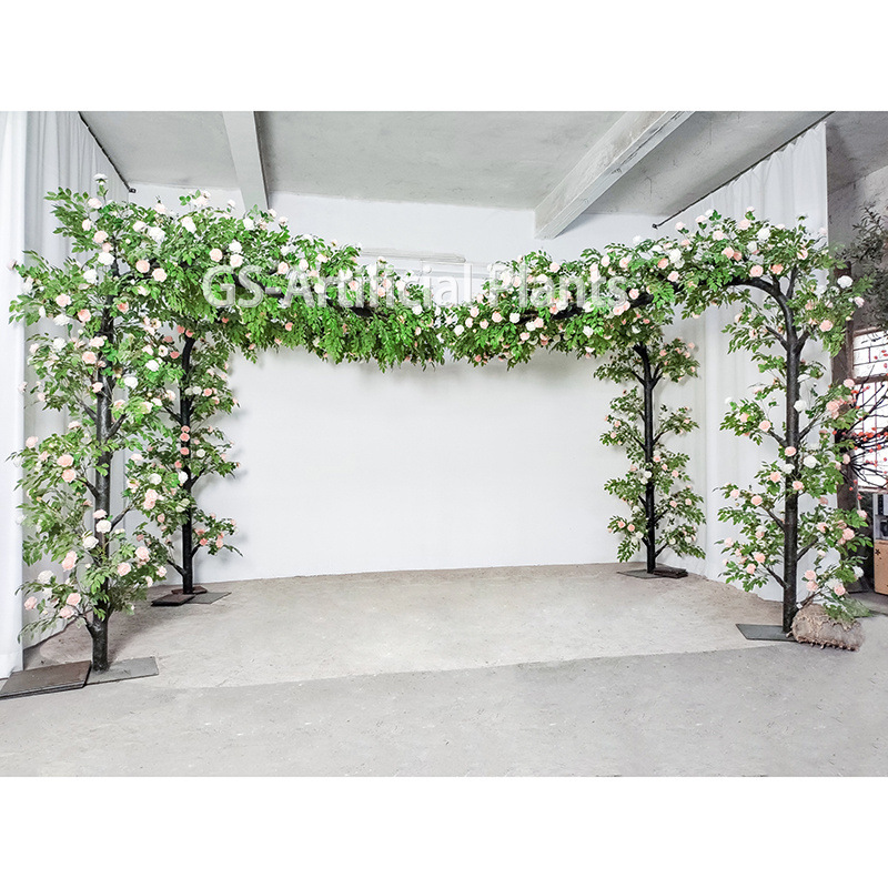 Artificial custom rose cherry blossom tree simulation single side tree wedding event decoration