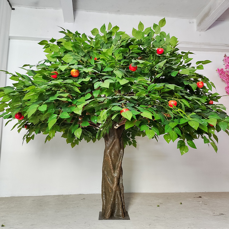  Голямо симулирано ябълково дърво, изработено от фибростъкло и изкуствен ствол за декорация на градина 