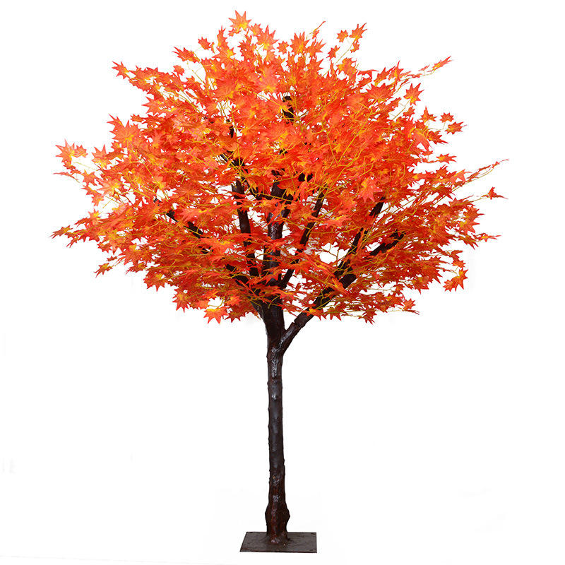 Simulated Maple Tree Indoor Ancient Chinese Red Maple Hotel Restaurant Landing Stage Set Large Decorative Artificial Tree