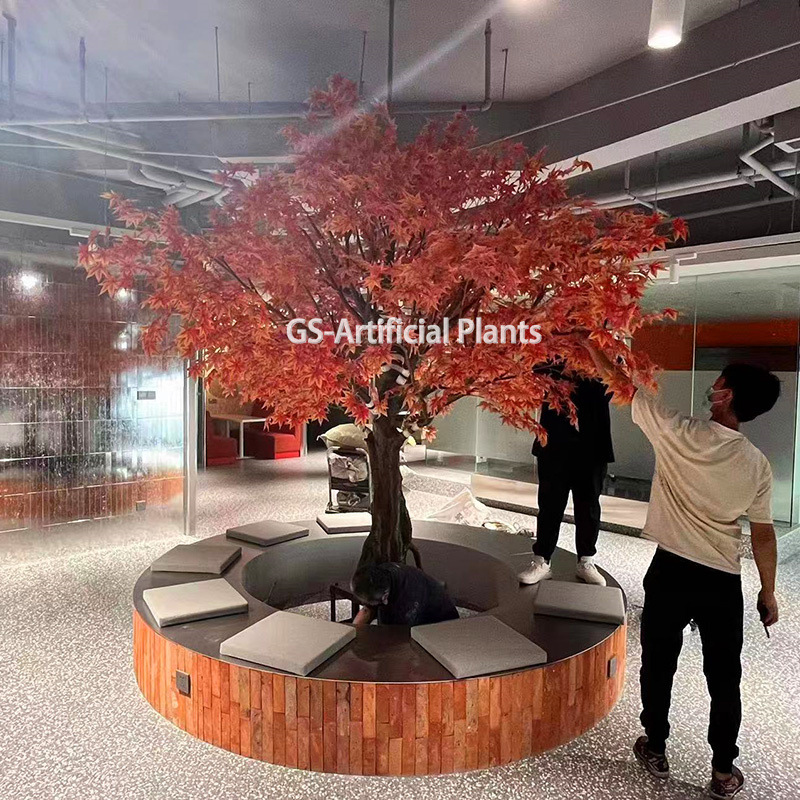  Hot Selling Simulation of Red Maple Tree Landscaping Fake Tree Landscape Artificial Indoor and Outdoor Square Decoration 