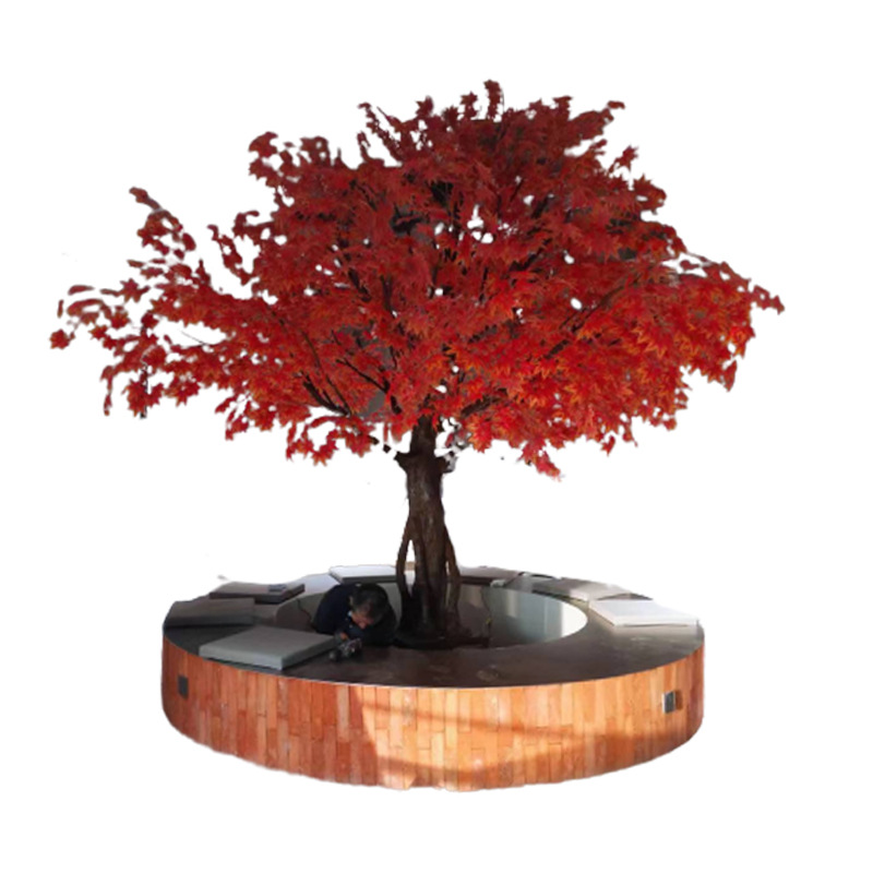 Ịre ihe na-ekpo ọkụ nke Red Maple Tree Landscaping Fake Tree Landscape Artificial Ime na N'èzí Square Decoration