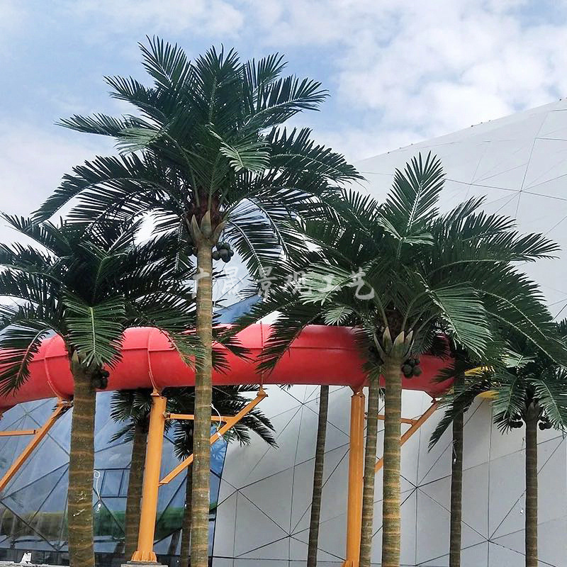  Grădina hotelului trunchi din fibră de sticlă palmier artificial palmier 