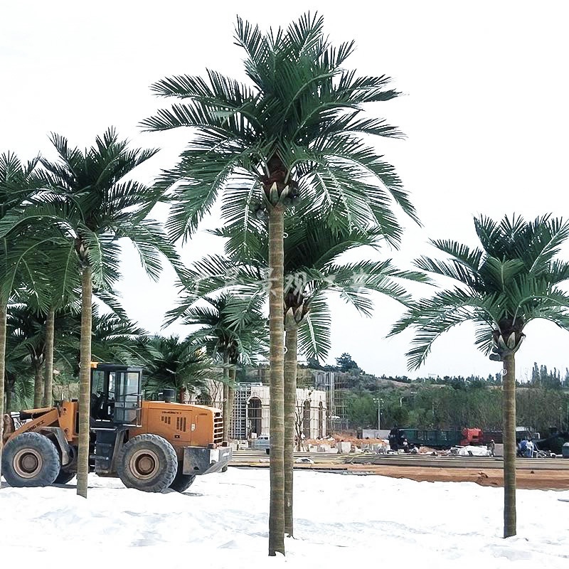  Hotellin puutarha lasikuiturunko keinotekoinen kookospuu palmu tekopalmu 