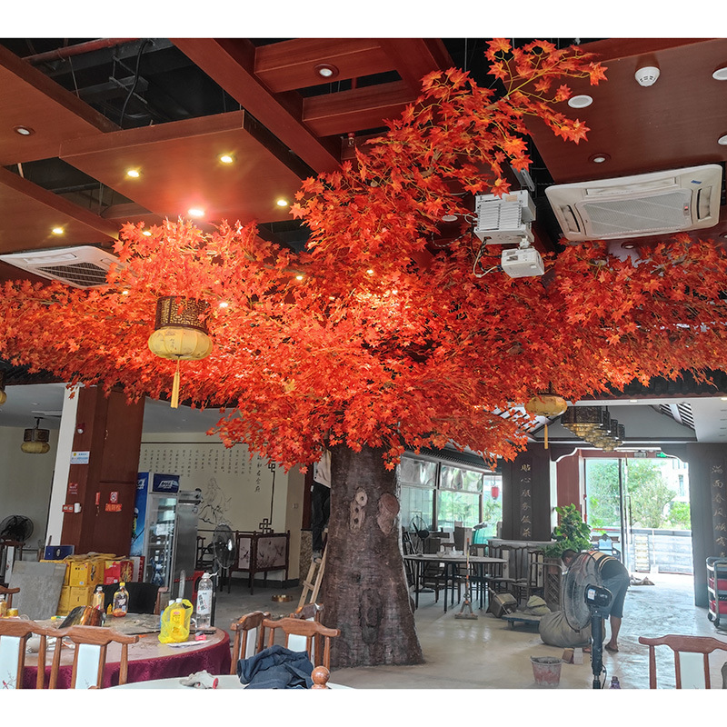 Simulated Red Maple Tree Simulated Autumn Outdoor Decorative Tree Landscape Engineering Decoration Maple Tree Large Scale Landscape Design