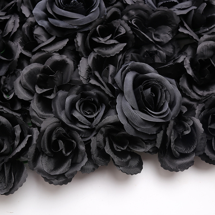 60 * 40cm black wedding flower wall Gothic Halloween dark style silk flower row background decoration