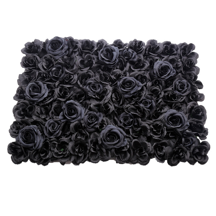 60 * 40cm black wedding flower wall Gothic Halloween dark style silk flower row background decoration