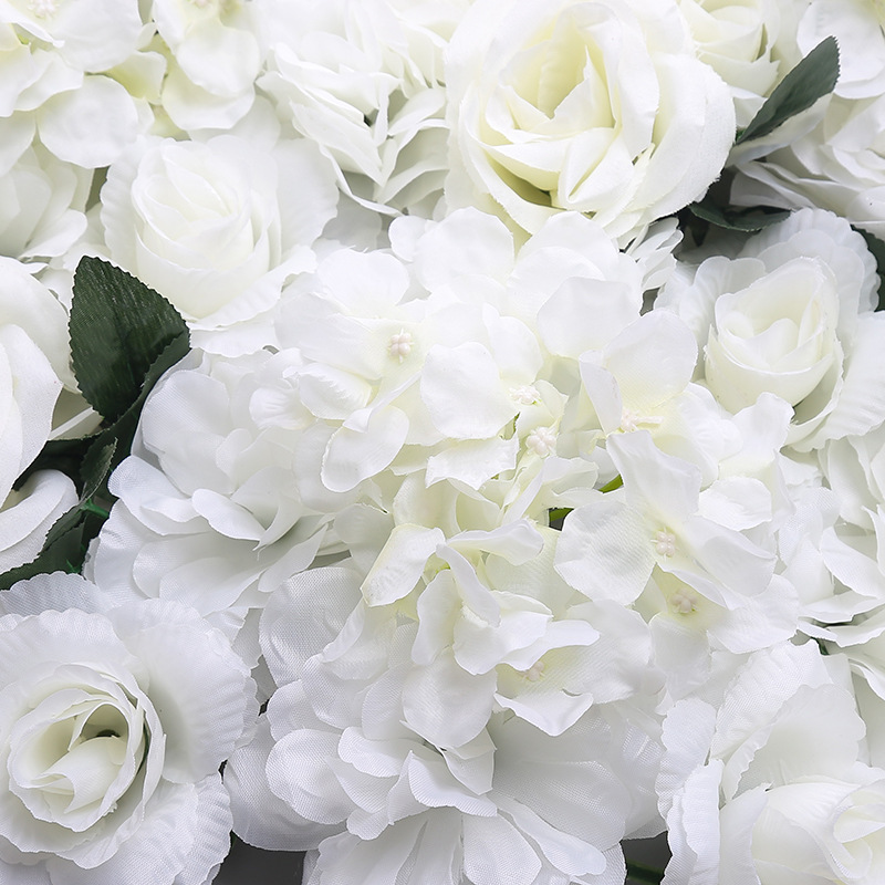 White Green Leaf Simulated Wedding Flower Wall Silk Cloth Flower Decorative Flower Exploding Style Rose Dense Flower Wall