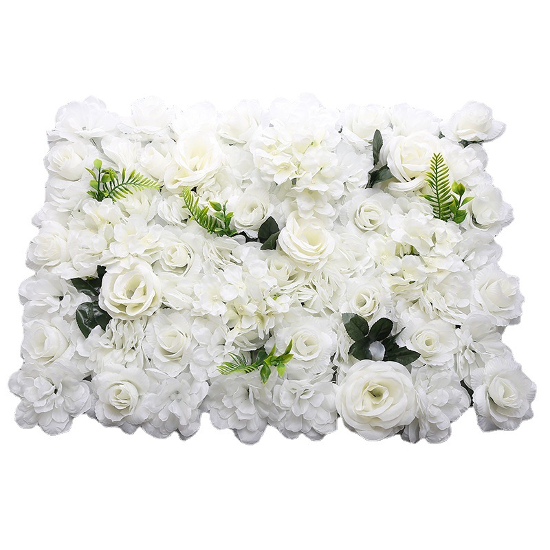 Біло-зелений лист Імітація весільних квітів Стіна з шовкової тканини Квітка Декоративна квітка Вибухаючий стиль Троянда Щільна квіткова стіна