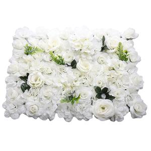 Hvidt Grønt Blad Simuleret Bryllupsblomst Væg Silkestof Blomst Dekorativ Blomst Eksploderende Stil Rose Tæt Blomstervæg