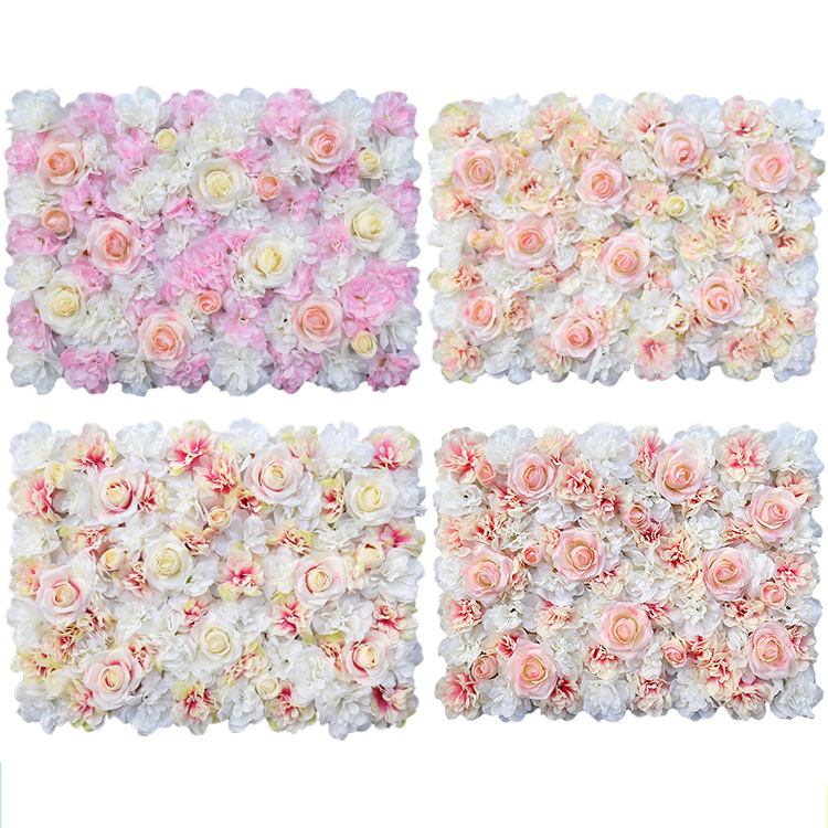 Paling laris 40x60 cm kotak plastik panel dinding bunga buatan latar belakang dekorasi pernikahan