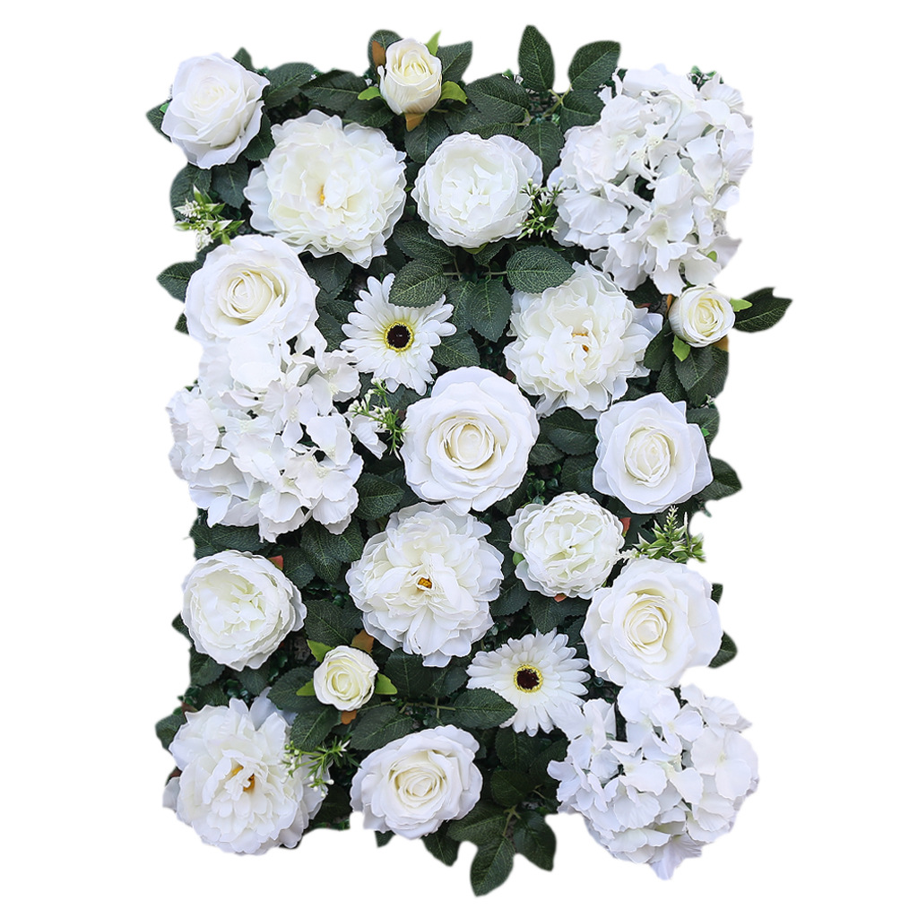 Prilagođena pozadina za dekoraciju vjenčanja Tkanina Plastična bijela ružičasta ruža Svilena umjetna smotana zidna dekoracija za vjenčanje cvjetna poleđina