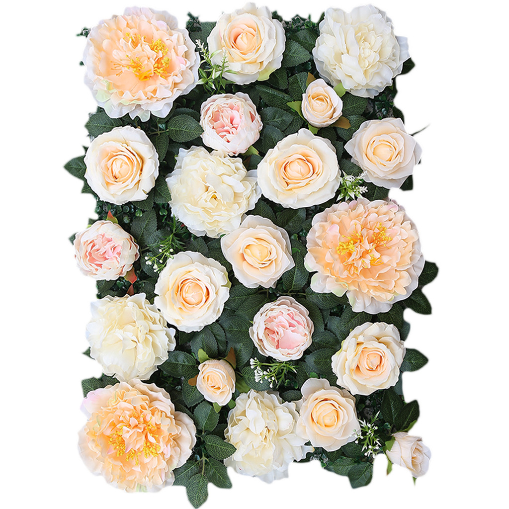 Customized Backdrop For Wedding Decor Fabric Plastic White Pink Rose Silk Artificial Roll Up Wall wedding decoration flower back