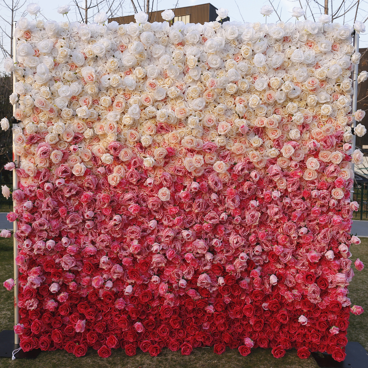 5D látková spodná simulácia kvetinová stena na pozadí steny gradient farba s vysokou hustotou výškové sekundárne svadobné dekorácie