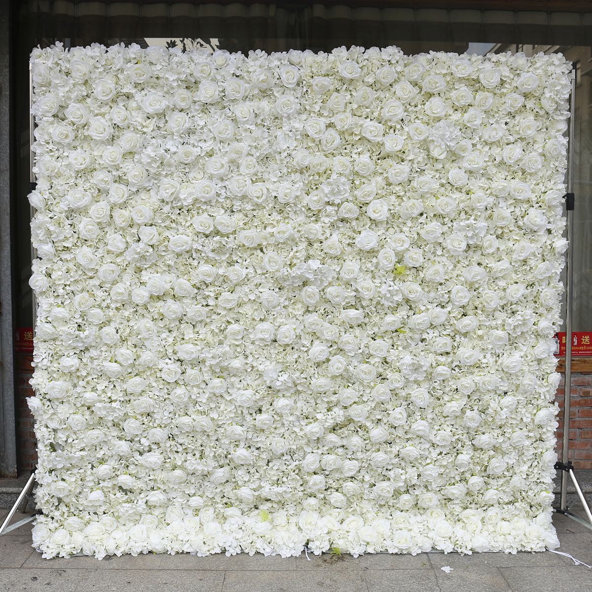 Amazon Cross wewatesan Putih Kain Ngisor Simulasi Kembang Wall Background Wall Rose Bordir Ball Dekorasi Wedding