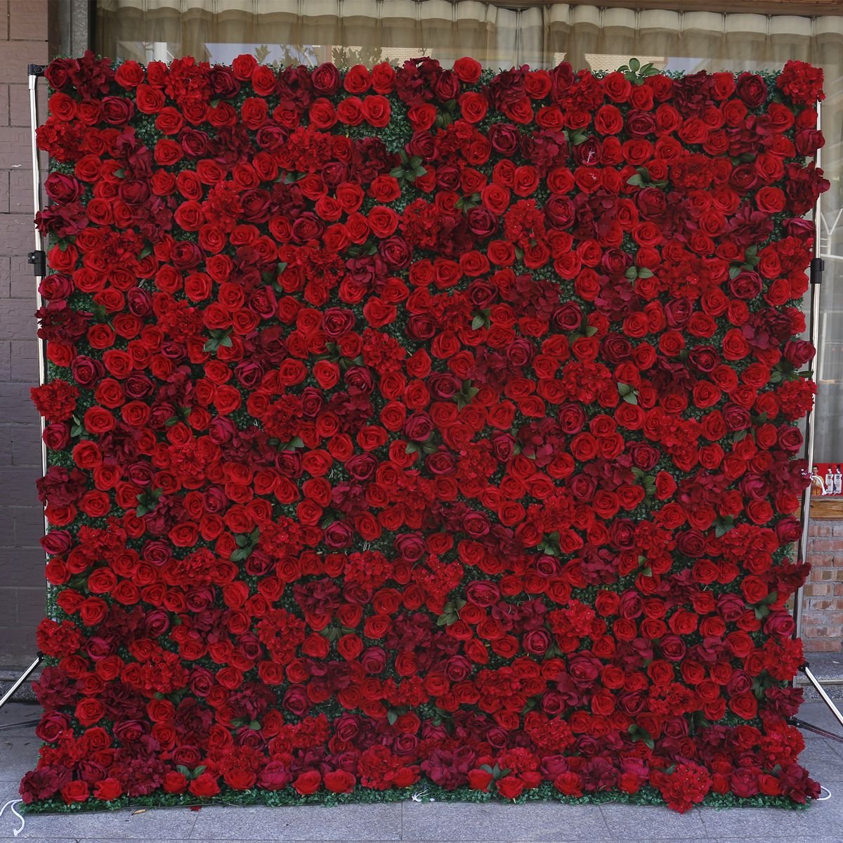Red cloth bottom simulation flower wall background wall Milan grass bottom wedding decoration wedding decoration