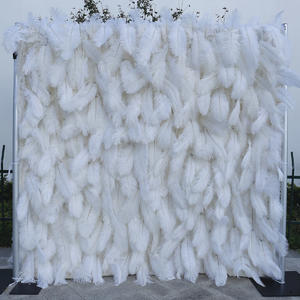 Біла пір'яна стіна з тканинним фоном весілля на відкритому повітрі страусове волосся прикраса фонова квіткова стіна