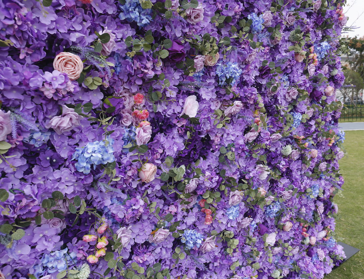 紫布底シミュレーション花壁背景壁結婚式結婚式の背景壁