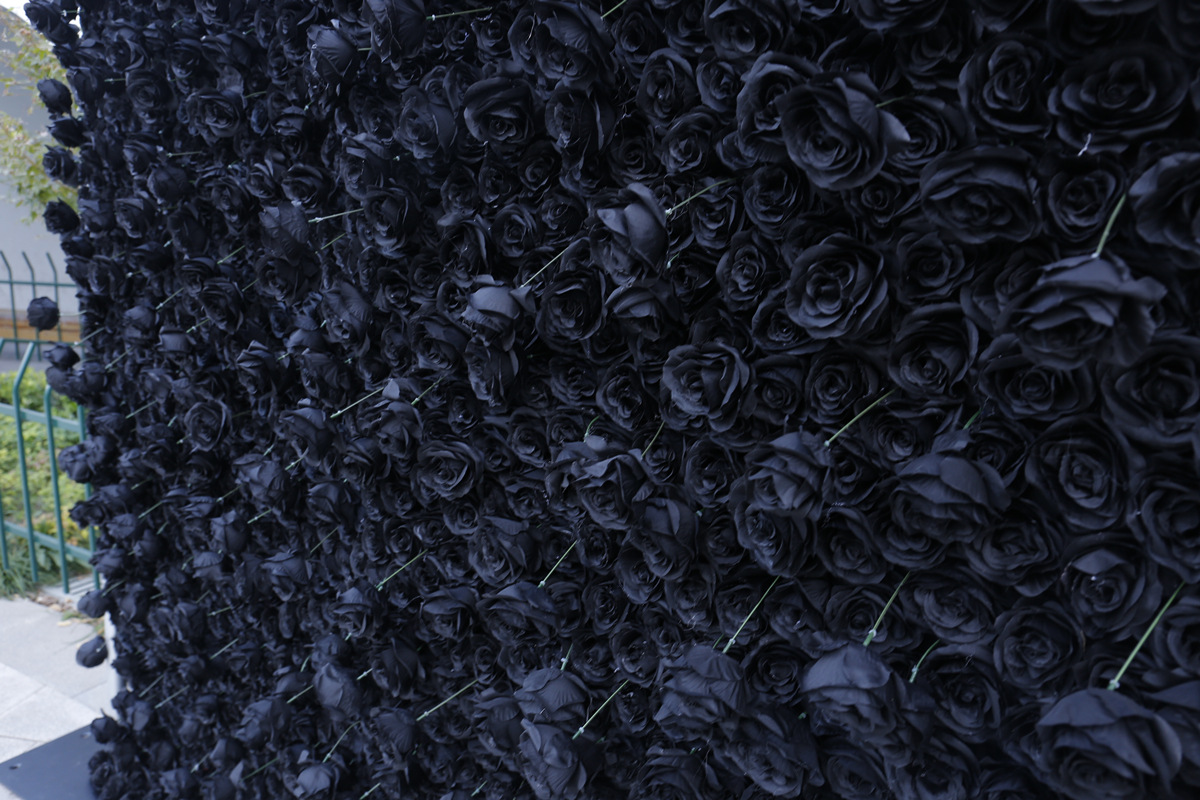 Musta kangaspohja simulaatio ruusu seinä tausta seinä tiheä 5D kolmiulotteinen ulkoilu maisema