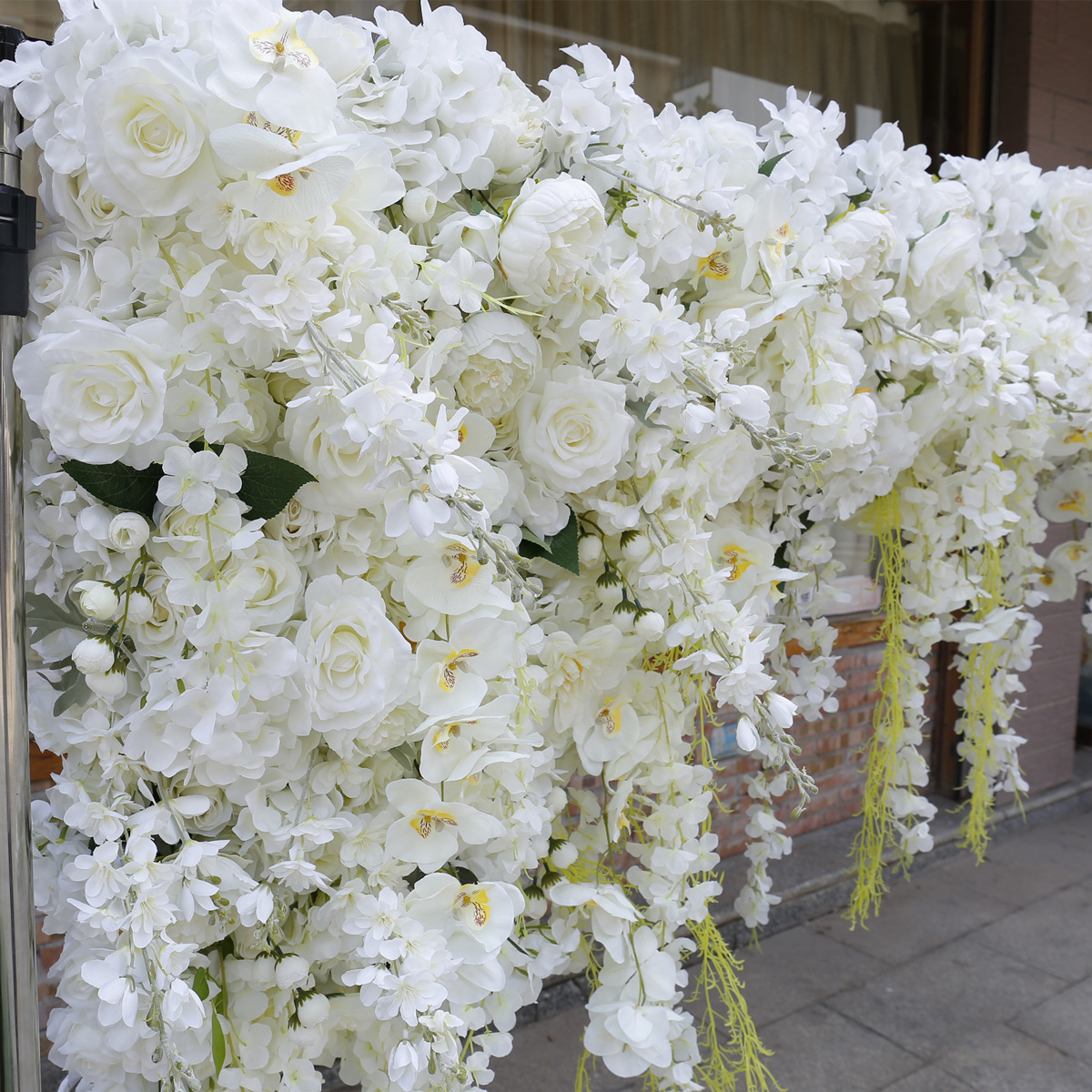 Simulasi Bunga Dinding Gantung Bunga Tembok Hotel Pemandangan Pernikahan lan Dekorasi Bunga