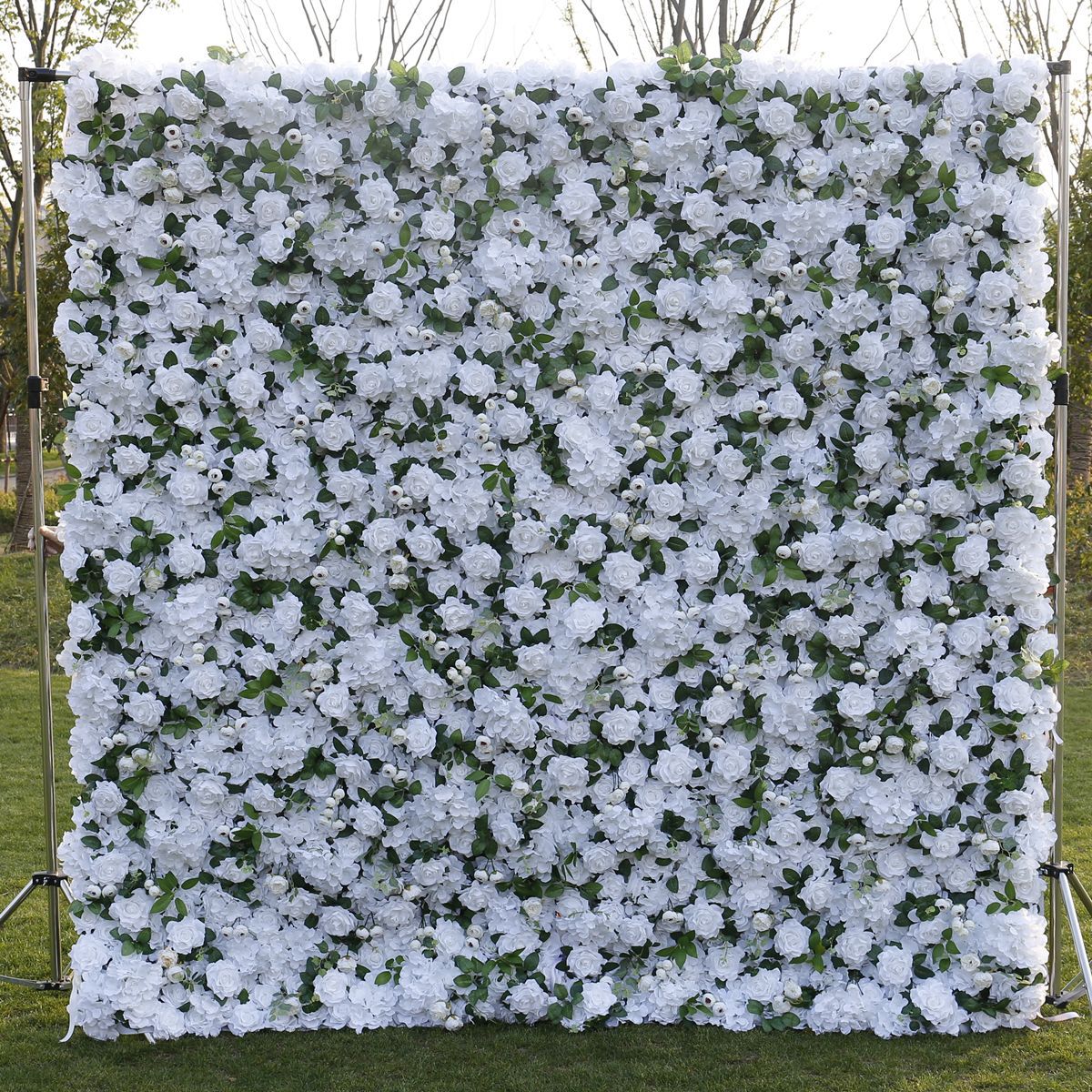 꽃 예술 5D 입체 배경 숲 스타일 웨딩 장식 및 웨딩 장식의 천 배경 시뮬레이션이 있는 흰색 꽃 벽