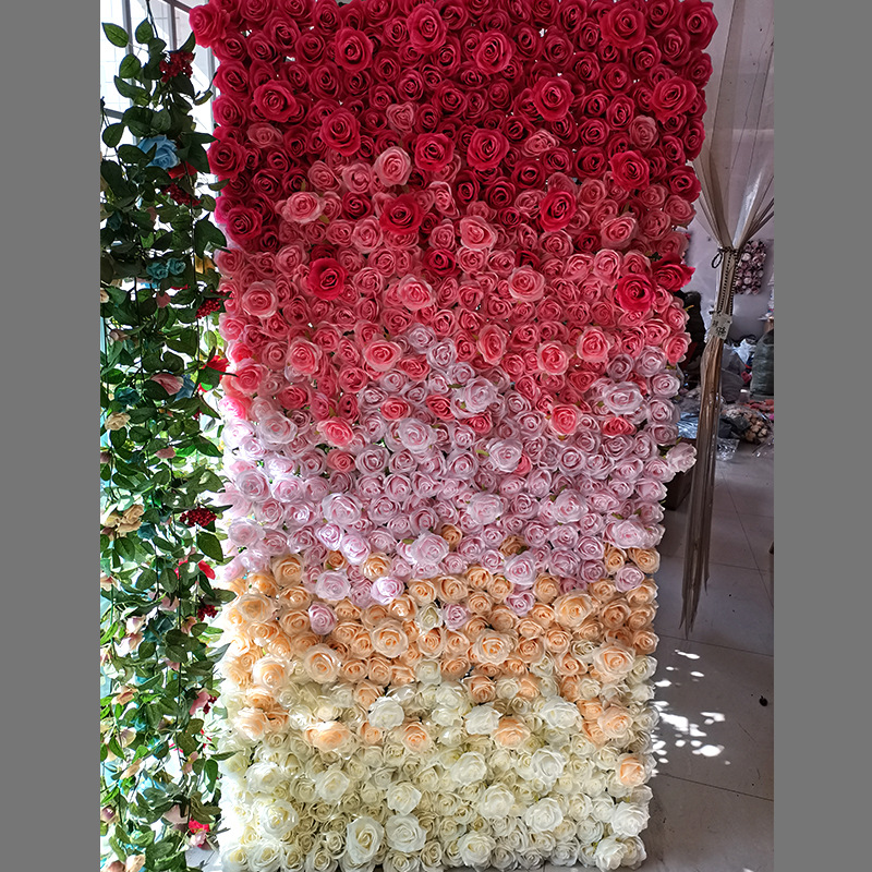 3D gradientsimulaasje fan florale muorre eftergrûn, brulloft en brulloft dekoraasje props op 'e stof boaiem