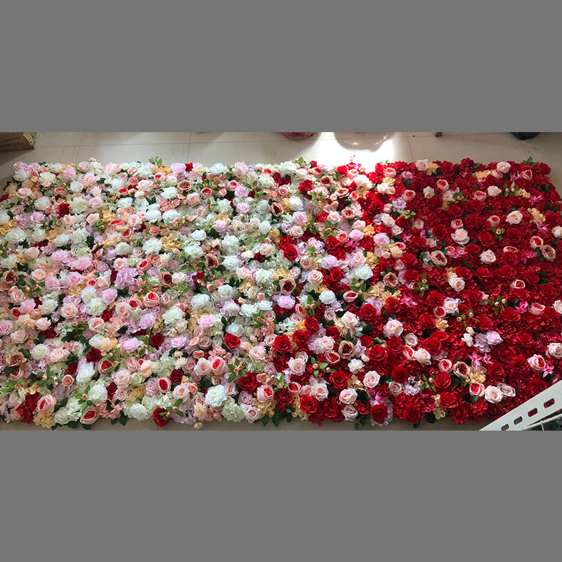 Simulação de gradiente 3D de fundo de parede floral, adereços de decoração de casamento e casamento na parte inferior do tecido