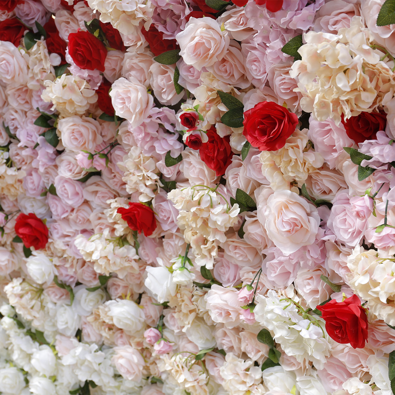 Simulimi 3D i gradientit të sfondit të murit me lule, rekuizitave të dekorimit të dasmës dhe dasmës në pjesën e poshtme të pëlhurës