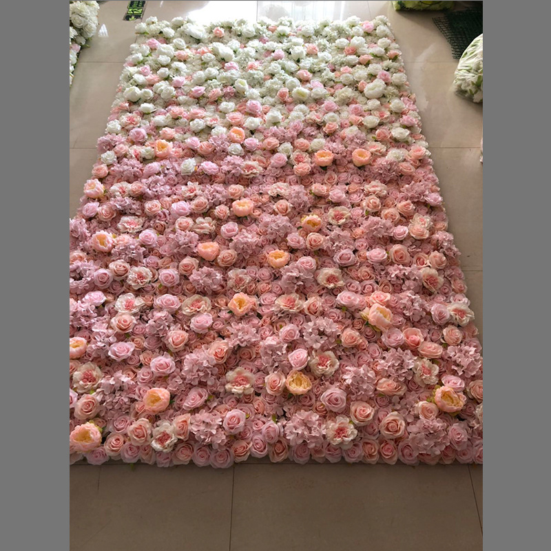 3D gradiento modeliavimas gėlių sienų fone, vestuvių ir vestuvių dekoravimo rekvizitai ant audinio dugno